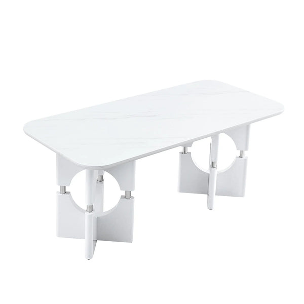 Modern Dining Table With Sleek Hollow-Out Frame And Accents