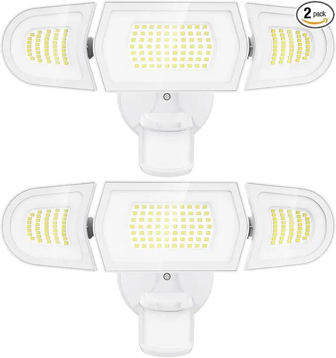 Olafus 100W LED Security Light Motion Sensor Outdoor Light, 2 Pack Motion Flood Light Dusk to Dawn, 9000LM Super Bright 6500K Exterior Motion Detector Floodlight for Garage Yard Porch Eave IP65, White by GreenHaven Gardens