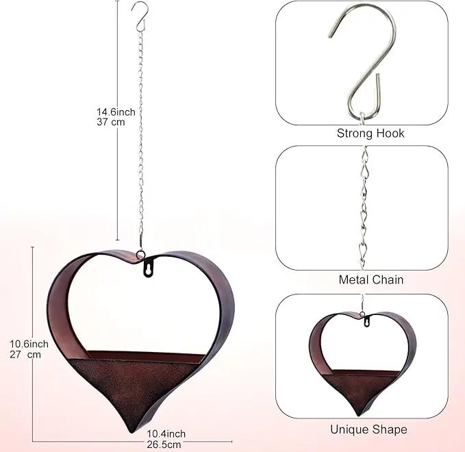 Metal Plant Hangers Indoor and Outdoor: Rustic Heart Shape Hanging Planters Perfect for Window Wall Decor for Living Room Office - Unique Gifts for Mom Women Grandma by GreenHaven Gardens