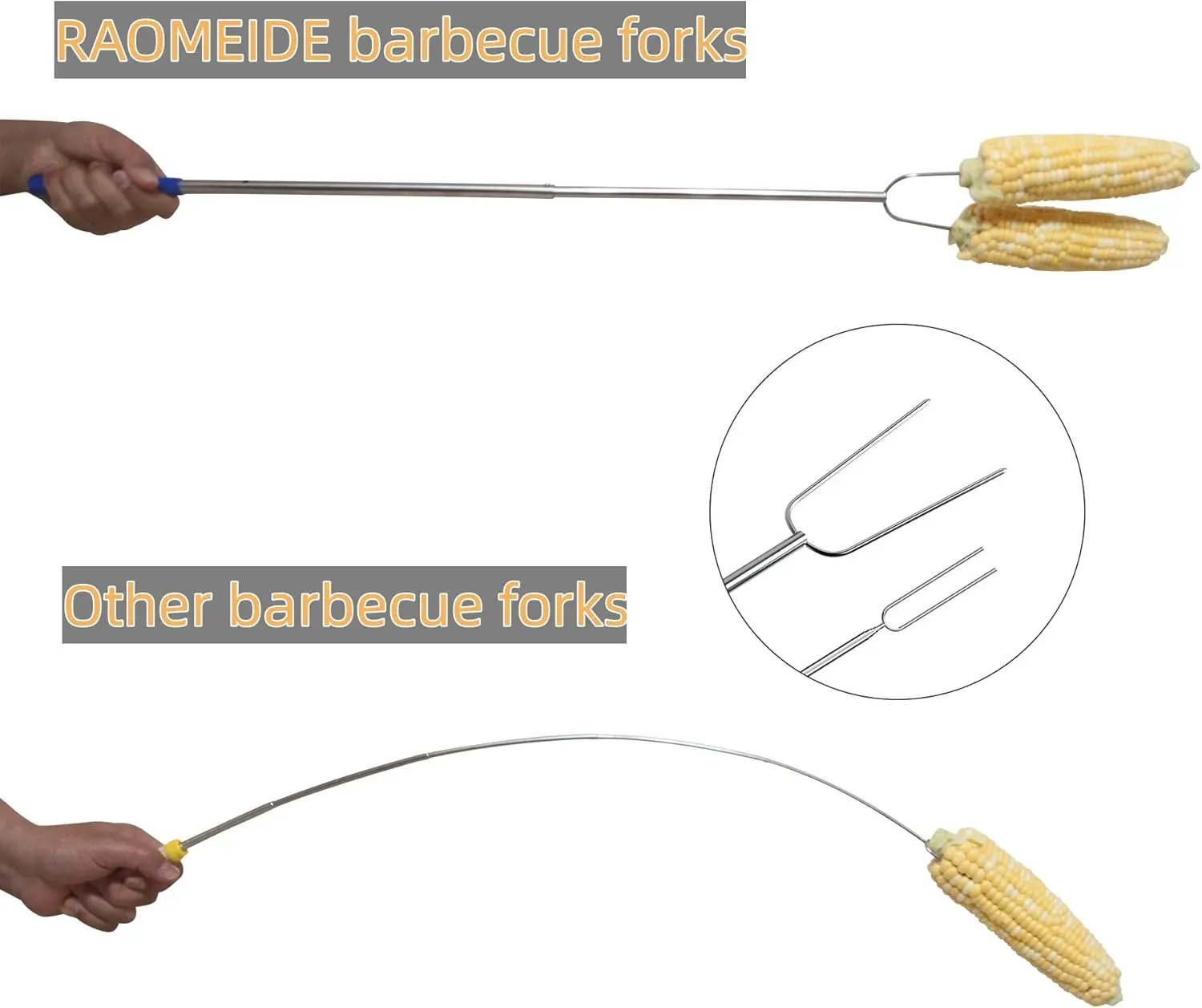 32" Heavy Duty Hot Dog Roasting Sticks for Campfire, Smores Sticks for Fire Pit Long, Marshmallows Skewers (4 Pack) by GreenHaven Gardens