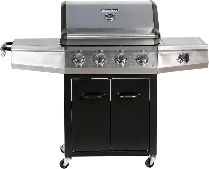 MASTER COOK 4 Burner Gas Grill, 52,000BTU Cabinet Style Grill, Propane Grill with Side Burner, Built with Stainless Steel (Black) by GreenHaven Gardens