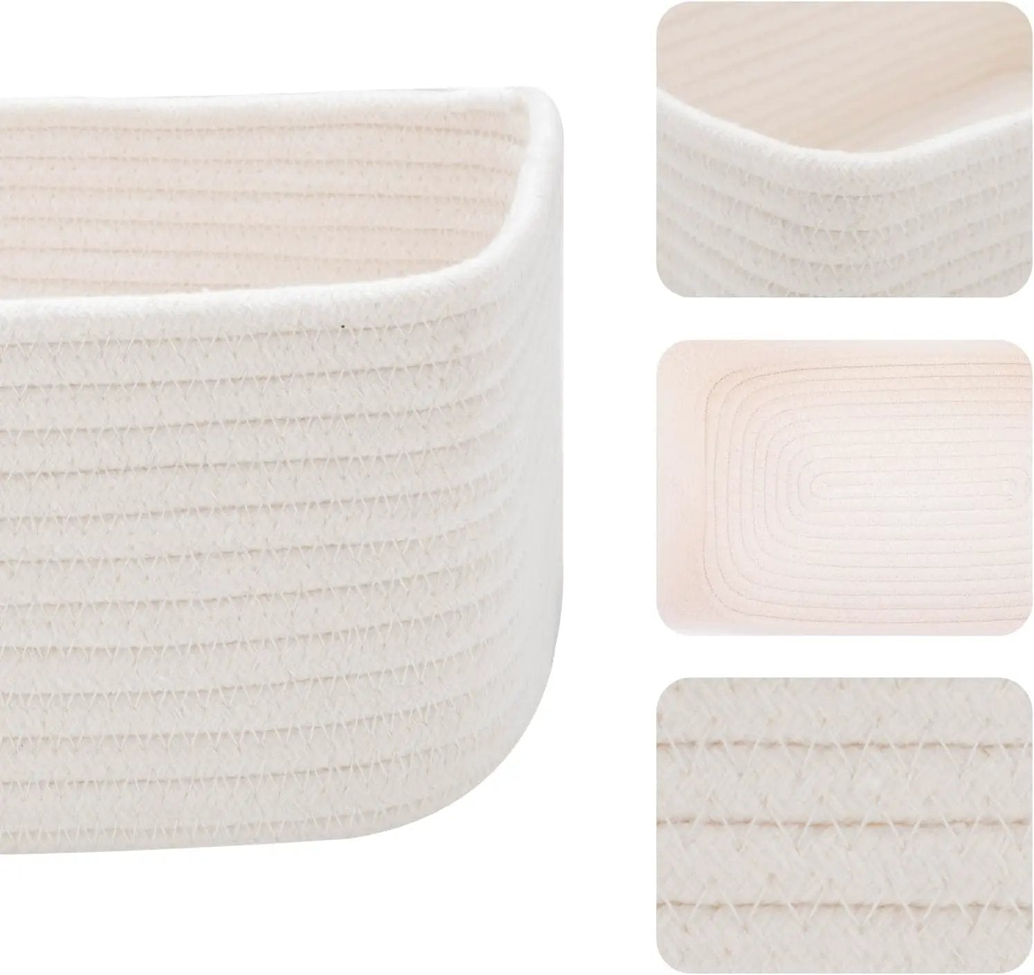 Small Storage Baskets for Organizing | Closet Organizer Bins | Shelf Toy Basket | Woven Rope Baskets | Cube Decorative Box | Shallow Basket | 11.5x7.5x4.7” | 4 Packs Off White by GreenHaven Gardens