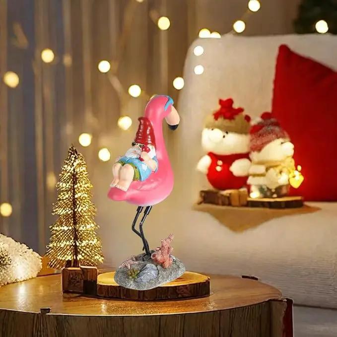 Gnome Garden Statue Funny Gnome Reclining on Flamingo Figurines, Resin Garden Gnomes Fall Decorations Outdoor for Patio Yard Lawn Porch, Ornament Gift by GreenHaven Gardens