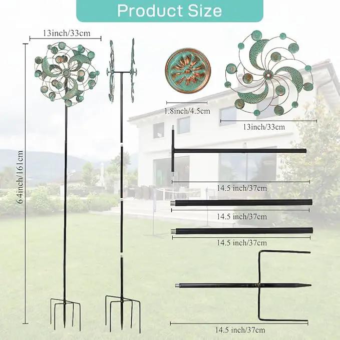 DREAMYSOUL Wind Spinner, Kinetic Wind Spinners Outdoor Metal, Garden Spinner for Yard Outside Patio Lawn Decor (Green & Cooper) by GreenHaven Gardens