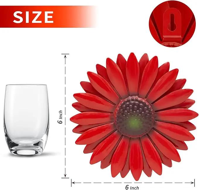 EASICUTI Red Sunflower Metal Flowers Wall Decor Metal Wall Art Decorations Hanging for Indoor Outdoor Home Bathroom Kitchen Room Bedroom Living Room Garden Patio Porch 6 Inch by GreenHaven Gardens