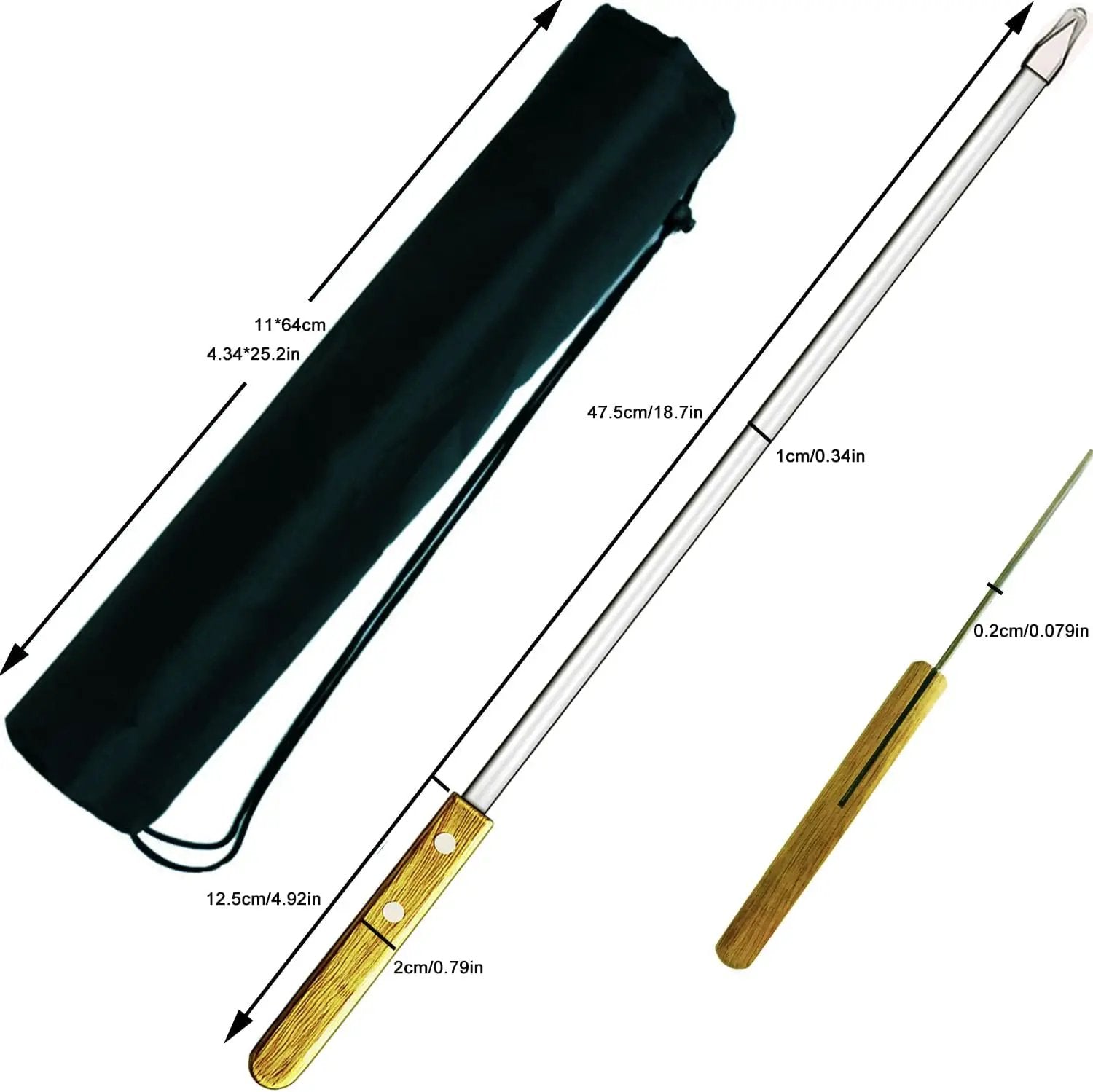 23.5 Inch Extra Long Large Kabob Skewers,12pcs Flat Wide Stainless Steel BBQ Skewer,Reusable Barbecue Stick for Grilling,Metal Heavy Duty Thick Kebab with Wooden Handle with Bag. by GreenHaven Gardens