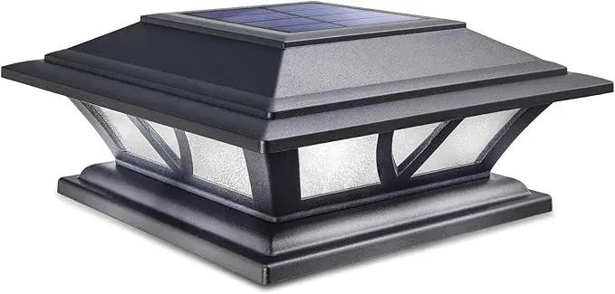 SIEDiNLAR Solar Post Lights Outdoor 2 Modes LED Deck Fence Cap Light for 4x4 5x5 6x6 Posts Patio Garden Decoration Warm White/Cool White Lighting Black (1 Pack) by GreenHaven Gardens
