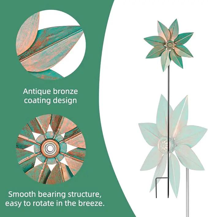 DREAMYSOUL Pinwheels for Yard and Garden, 38 Inches Metal Kinetic Wind Spinner for Outdoor Garden Patio Yard Decor by GreenHaven Gardens