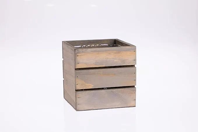 Wood Planter Box with Wine Crate Styled, 5 Inch Square, Rustic Barn Wood, Plastic Liner, Wedding Flowers Holder, Home and Venue Decor, (5x5 Wine Crate Set of 4) by GreenHaven Gardens