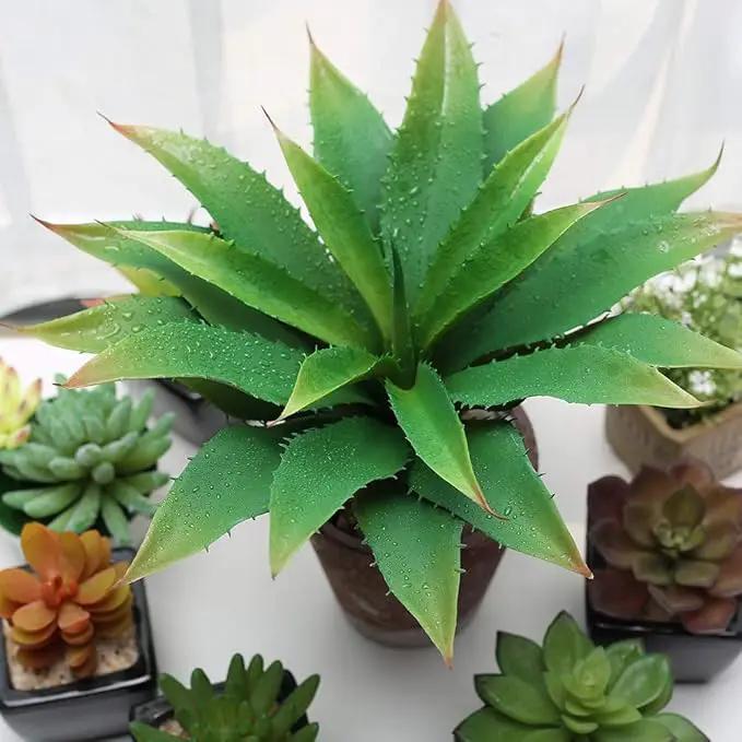 JUSTOYOU Large 12.5" Artificial Succulents Aloe Plants Real Touch Fake Flowers Unpotted for Home Wedding Festival Arrangement (1, Green) by GreenHaven Gardens