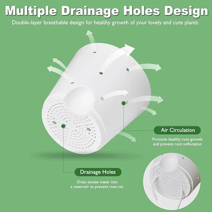Orchid Pots with Holes, 6 Inch Self Watering Orchid Pot 2 Pack Plastic Plant Pots for Orchid, Flower (White) by GreenHaven Gardens