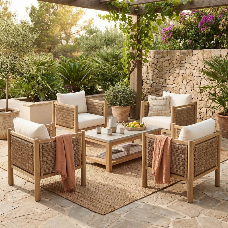 Set of 4 Outdoor Acacia Wood Patio Chairs by HouseOfZazla