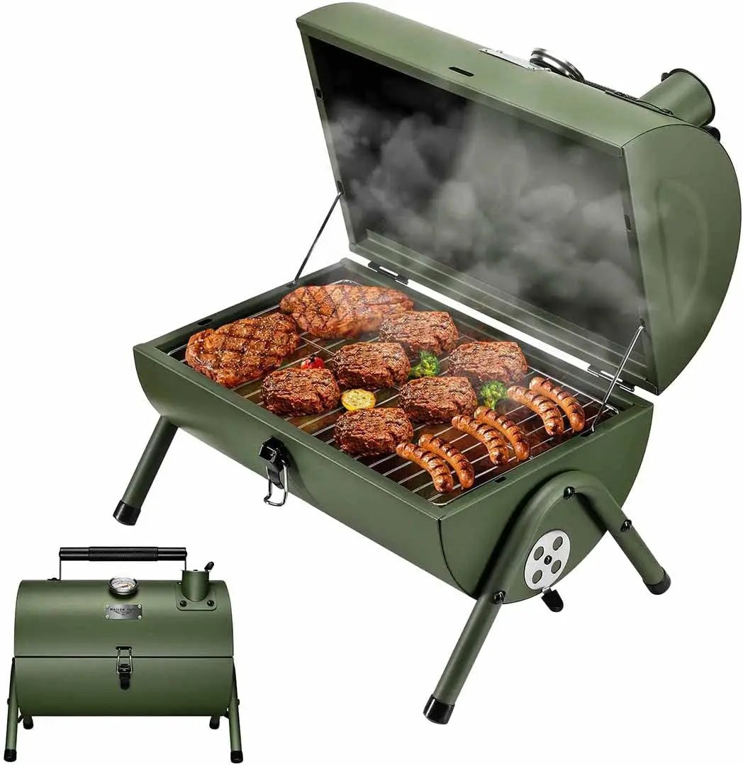 MAISON HUIS Adjustable Portable Charcoal Grill Multi-functional Metal Small BBQ Smoker for Outdoor Hiking Picnic(Green) by GreenHaven Gardens