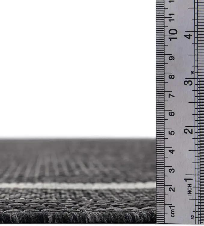 Unique Loom Outdoor Border Collection Area Rug - Soft Border (6' 1" Round Black/Ivory) by GreenHaven Gardens
