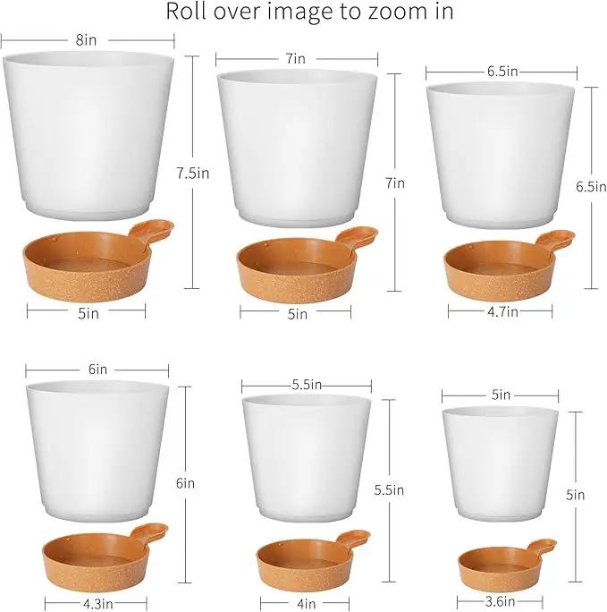 GARDIFE Plant Pots 8/7/6.5/6/5.5/5 Inch Self Watering Planters with Drainage Hole, Plastic Flower Pots, Nursery Planting Pot for All House Plants, African Violet, Flowers, and Cactus,White by GreenHaven Gardens