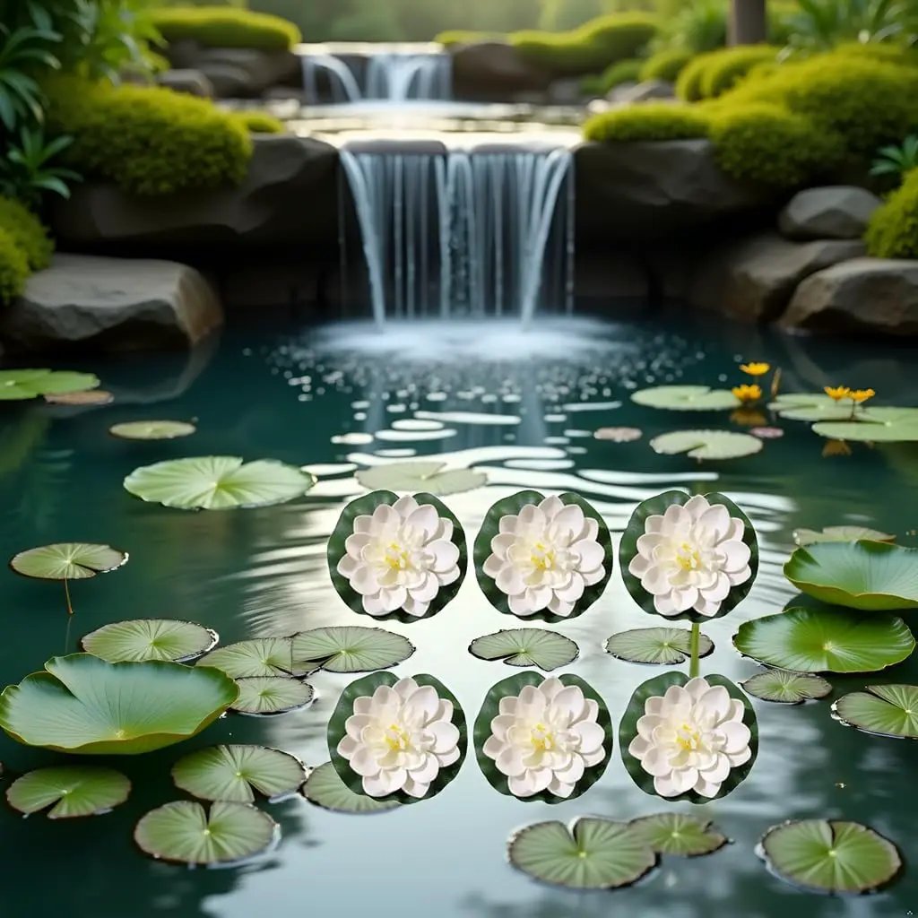 6 Pcs White Artificial Lotus Flowers Large Floating Lotus Flowers Faux Flowers Water Lily Flowers Fish Pond Plants with Artificial Lily Pads, Home Decor Flowers by GreenHaven Gardens