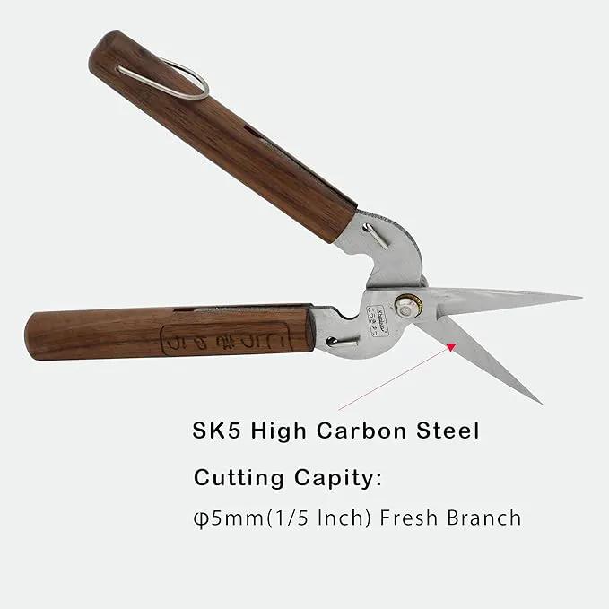 Razor Sharp Pruning Shears for Gardening, Garden Shears Carbon Steel Blade, Precision garden scissors Walnut Wood handle, 6.8” Garden Snips for Trimming Fruits, Vegetables, Flowers, Buds, Bonsai by GreenHaven Gardens