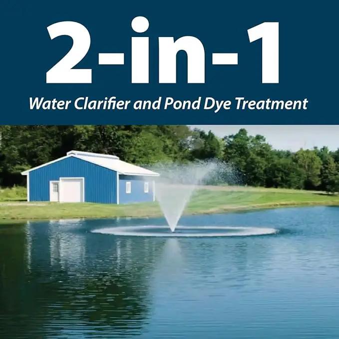 Airmax Pond Dye Plus, Nature's Blue Colorant & Natural Beneficial Bacteria, Large Pond & Lake Water Clarifier & Color Treatment, Shade Plants & Algae from Sunlight, Fish & Livestock Safe, 4 Gallons by GreenHaven Gardens