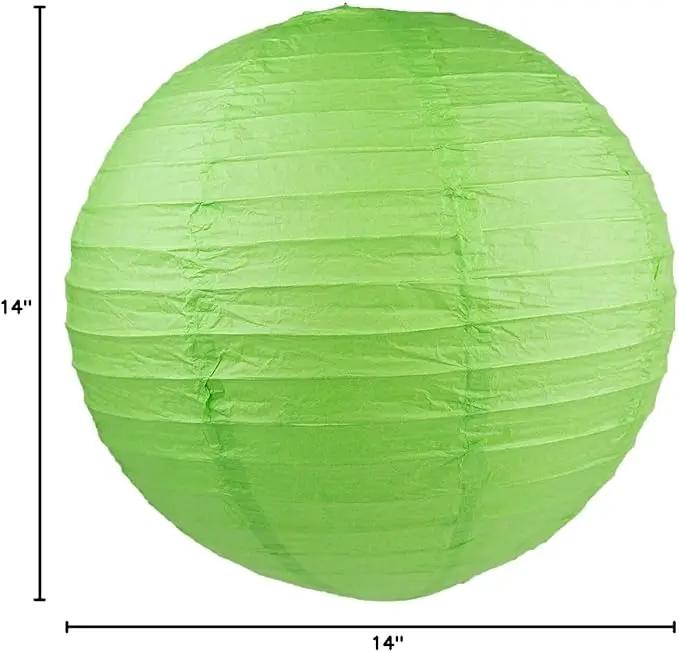 WYZworks Round Paper Lanterns 10 Pack (Green, 14") - Hanging Paper Lanterns Lamp for Wedding, Birthday, Party and Home Decorations with 8", 10", 12", 16" Option by GreenHaven Gardens
