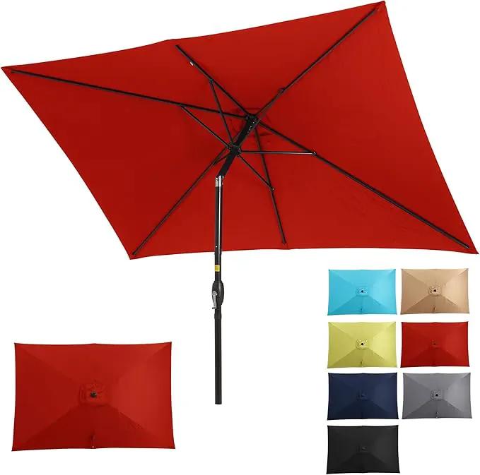 SUNVIVI OUTDOOR Patio Umbrella, 6.5' x 10' Rectangular Patio Umbrella, Metal Pole Square Outdoor Umbrella with Crank and Push Button Tilt, 6 Steel Ribs, Polyester Canopy by GreenHaven Gardens
