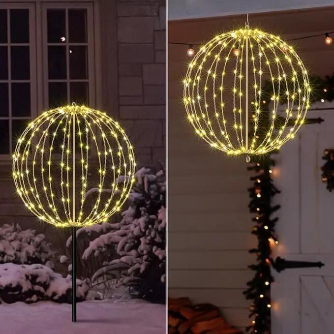 LIGHTSHARE 20IN 200LED Light Ball Yard Decoration Pathway Lights Sphere Light Fold Flat Metal Frame Indoor Outdoor Waterproof Garden Lights, Plug in by GreenHaven Gardens