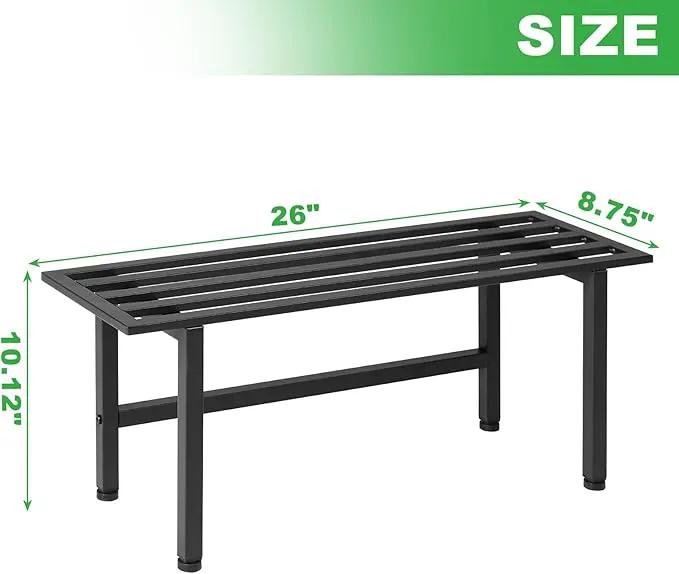 2 Pack Metal Plant Stand Outdoor Plant Shelf Indoor,1 Tier Heavy Duty Plant Stands for Multiple Plants,26" L x 10.12" H x 8.75" W,Black by GreenHaven Gardens