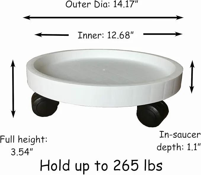 WanderingDonkey 14 Inch Wheeled Potted Flower Mover Dolly with Casters, Round Coaster for Indoor Outdoor,Planter Saucer Tray, Heavy Duty Plant Caddie with Wheels,Rolling Plant Stand Pot Trolley by GreenHaven Gardens