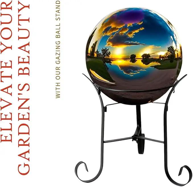 12" Tall Iron Gazing Ball Stand, Classic Stylelish Garden Hardware Metal holder for 8/10/12-Inch, Strong and Durable handmade Gazing Globe Display Stand Decoration for Outdoor, Home, Yards by GreenHaven Gardens
