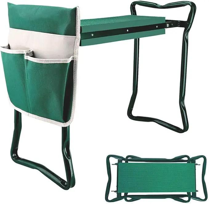 Garden Kneeler and Seat Stool Heavy Duty Garden Folding Bench with Large Tool Pocket and Soft EVA Kneeling Pad for Gardening Lovers by GreenHaven Gardens