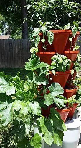 Mr. Stacky Smart Farm - Automatic Self Watering Garden - Grow Fresh Healthy Food Virtually Anywhere Year Round - Soil or Hydroponic Vertical Tower Gardening System (Standard Kit, Terracotta) by GreenHaven Gardens