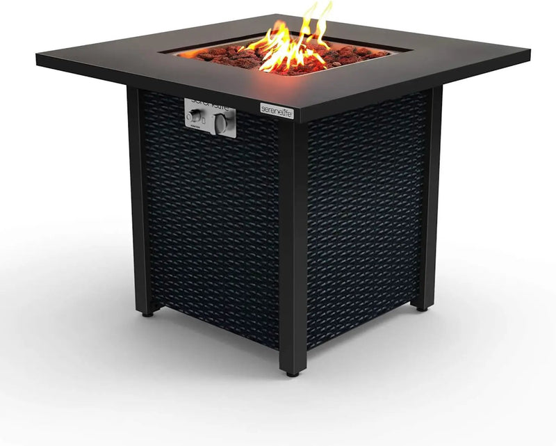 SereneLife Outdoor Propane Fire Pit Table-CSA Approved Safe 40,000 BTU Pulse Ignition Propane Gas Fire Table-28 inches-Steel Tabletop,Steel Panel by GreenHaven Gardens