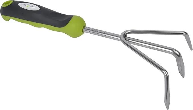 Garden Guru Hand Cultivator Rake Tiller Tool - Stainless Steel for Ultimate Strength - Rust Resistant - Ergonomic Handle - Great for Gardening Cultivating Loosening Weeding by GreenHaven Gardens