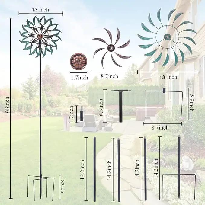 VEWOGARDEN 360° Outdoor Wind Spinner, Wind Sculpture Spinner with Metal Stake, Yard Art Decor for Patio, Lawn & Garden 63 * 13 by GreenHaven Gardens