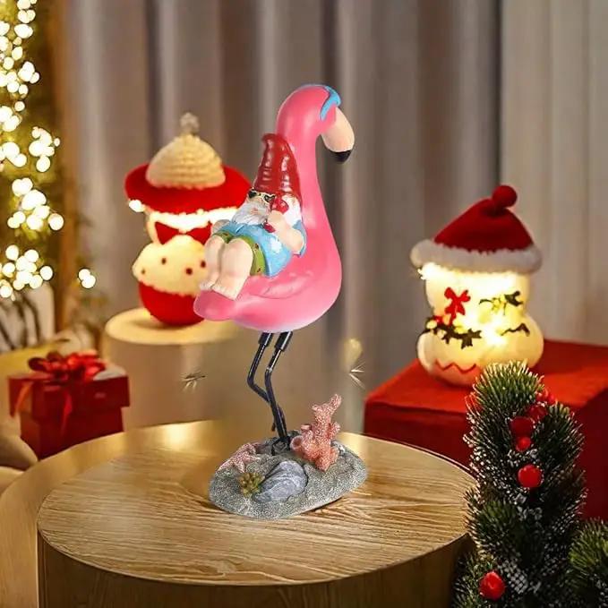 Gnome Garden Statue Funny Gnome Reclining on Flamingo Figurines, Resin Garden Gnomes Fall Decorations Outdoor for Patio Yard Lawn Porch, Ornament Gift by GreenHaven Gardens