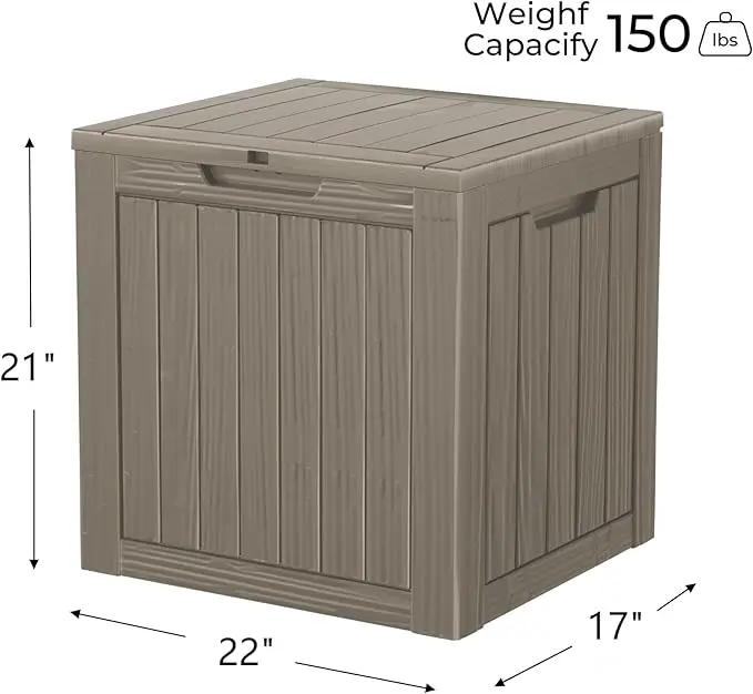 35 Gallon Resin Deck Box, Waterproof Outdoor Storage Bin for Patio, Poolside, and Garden, Lockable & UV-Resistant,Grey by GreenHaven Gardens