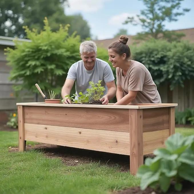 Handmade Custom Heavy Duty Rectangular Raised Cedar Wood Garden Planter Box – 46", 36", 24" – Indoor/Outdoor Farmhouse Style for Flowers & Vegetables – Made in USA (46" L x 15.5" W x 16.5" H) by GreenHaven Gardens