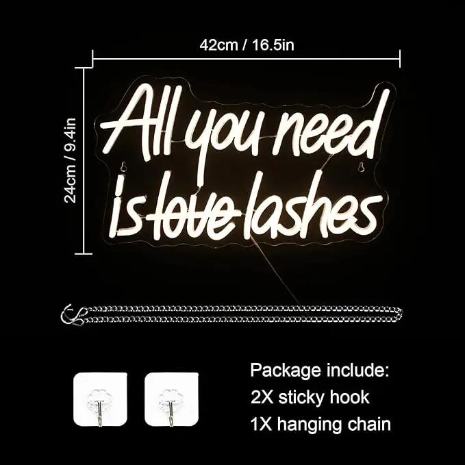 WLHOPE All you need is Lashes Neon Sign, Warm White Led Neon Signs for Wall Decor, USB Lash Neon Signs Letter Neon Lights for Bedroom Bar Party Girls Room Nail Room Salon, Lash Room Decoration by GreenHaven Gardens