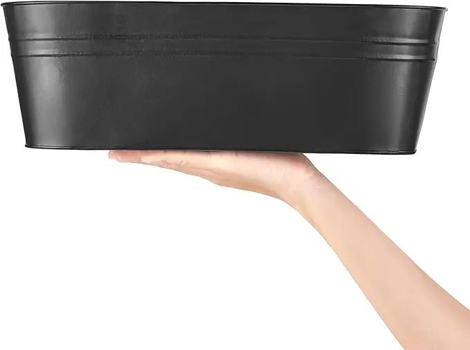Dahey 3 Pcs Metal Hanging Flower Pots for Railing Fence Outdoor Planter 15.7 Inch Hanging Bucket Pots Countryside Window Flower Plant Holder with Detachable Hooks for Garden Yard Home Decor,Black by GreenHaven Gardens