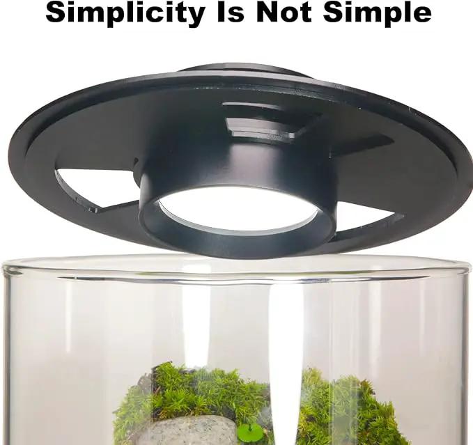 Desktop Glass Plant Terrarium with Grow Light (H:9.8" D:5.9"), for Succulent, Moss, Miniature Gardening Landscape, Betta Fish Tank, Indoor Plant Growth, Office Home Decoration, Plant Lovers Gifts by GreenHaven Gardens