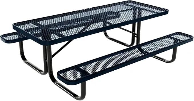 Coated Outdoor Furniture Heavy-Duty Portable Outdoor Kids Table, Expanded Metal Kids Picnic Table, Commercial-Grade Picnic Table, Made in America (6ft Rectangular, Childrens, Dark Blue) by GreenHaven Gardens