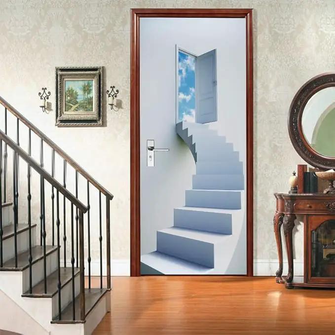 3D Door Stickers Murals - Peel & Stick - Stairs & Wall - Self-Adhesive Decals - Removable PVC Waterproof Door Poster - Bedroom & Living Room Decoration - 35.4" x 78.7" by GreenHaven Gardens