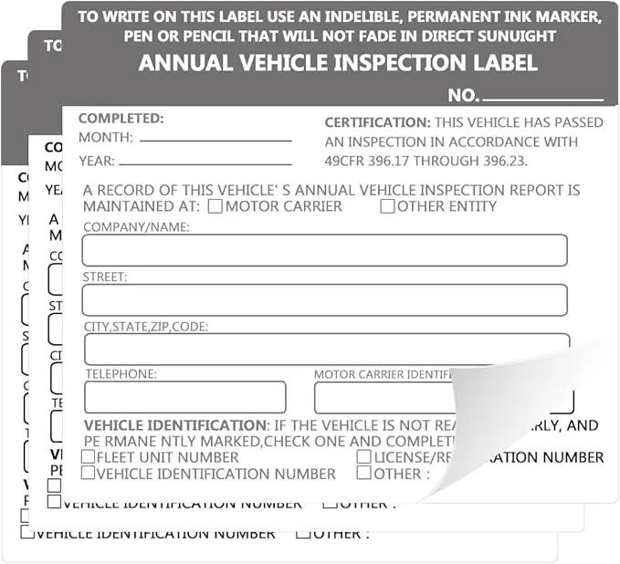 Annual Vehicle Inspection Report Form Dot Annual Inspection Forms and Stickers, 25-pk 3-Ply Carbonless Adhesive Vinyl Label 2-Ply, Driver Vehicle Inspection Report Book for Truck Drivers by GreenHaven Gardens