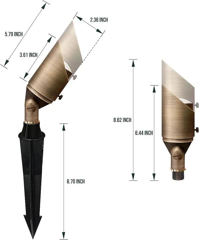 GKOLED Solid Brass Spotlight Low Voltage Landscape Lighting, LED Outdoor Lights for Garden Patio Yard, Directional Up and Down Light with 5W MR16 Bulb, 12V 2700K Warm White, 2 Pack by GreenHaven Gardens