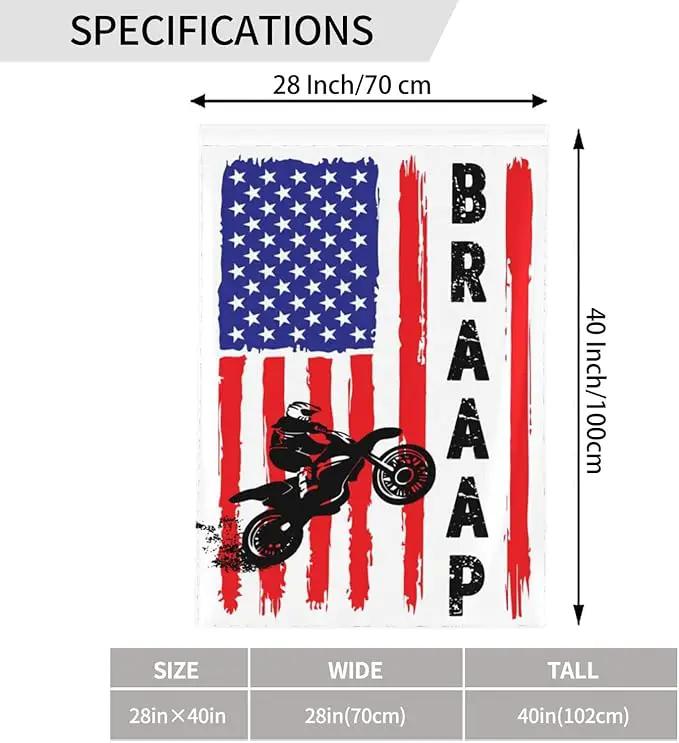Braaap Motocross Dirt Bike American Flag Garden Flag 28x40 Inch Outdoor Decoration Banner House Flags Yard Farmhouse Garden Deco Indoor Sign, Colour6 by GreenHaven Gardens
