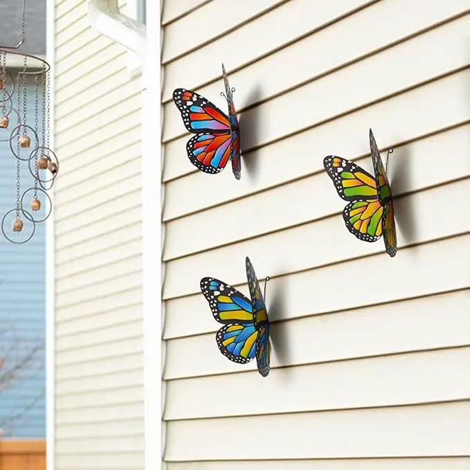 EOORAU 3D Metal Butterfly Wall Decor, Double-sided Pattern Metal Butterflies Wall Hanging Sculpture Decor for Outdoor Fence Patio Yard Garden Tree Decorations, Housewarming Gift by GreenHaven Gardens