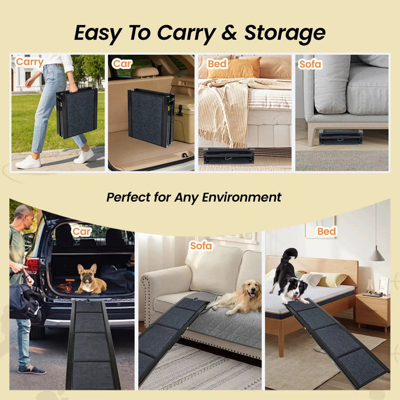 Folding Dog Ramp for Cars - 63" Long & 17.3" Wide by HouseOfZazla