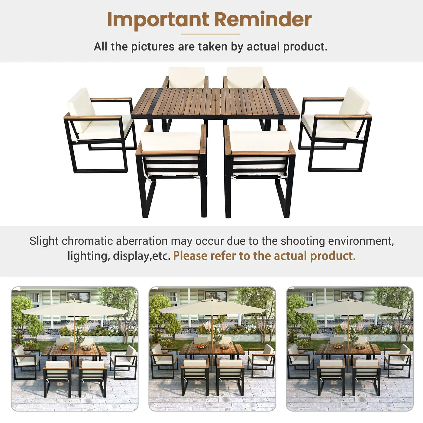7 Pieces Outdoor Dining Set Patio Dining Table And Chair Set With And Removable Cushions For Patio by HouseOfZazla