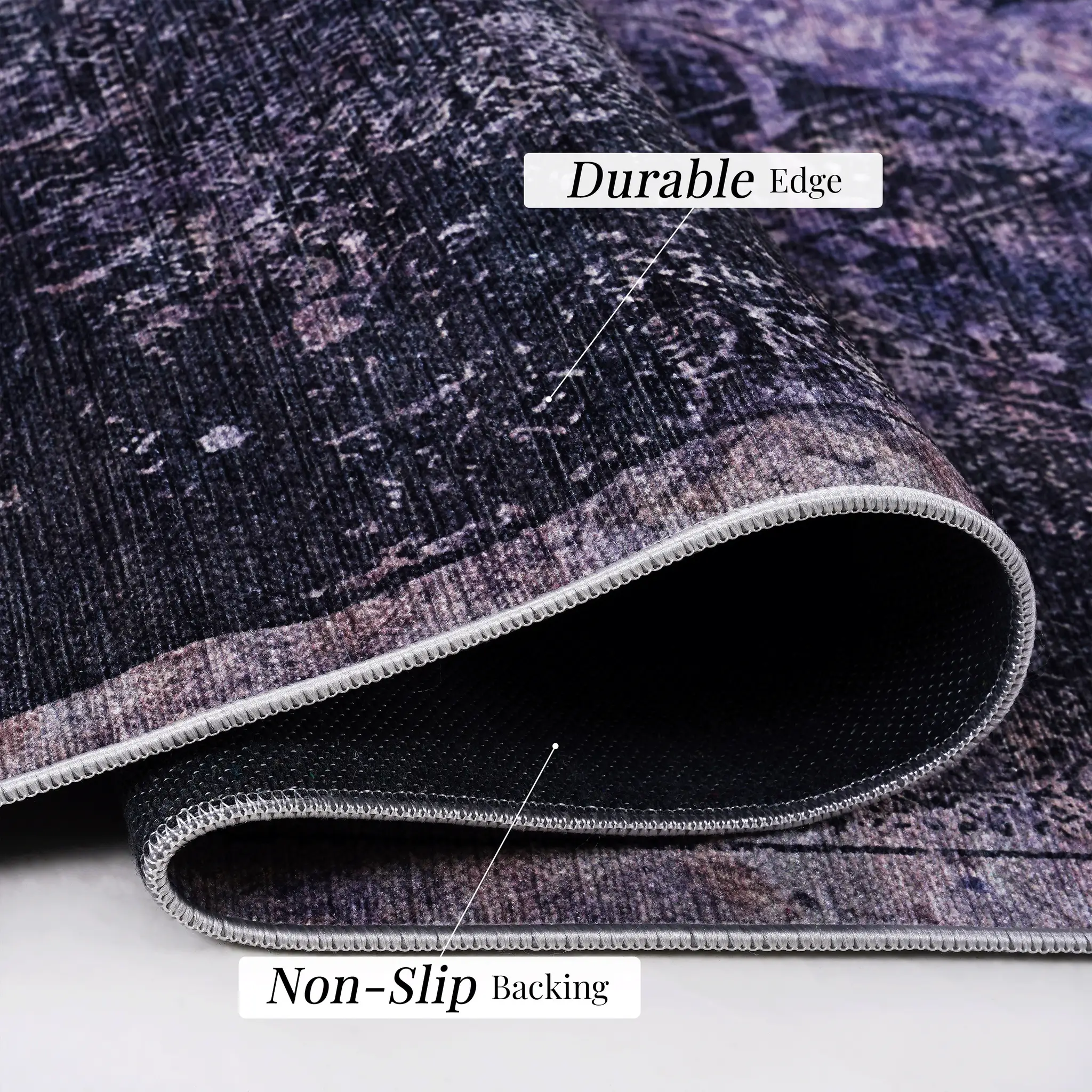 MAVAL Anthracite Washable Rug 2'6" x 10' Runner Rug by HouseOfZazla