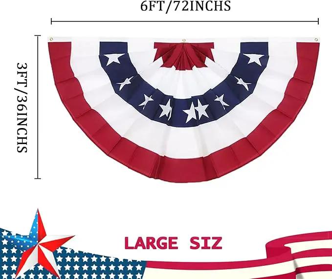 3 x 6 Ft American Pleated Fan Flag, USA Patriotic Half Fan Bunting Flag, 4th of July Decorations Flags (Set of 2) by GreenHaven Gardens
