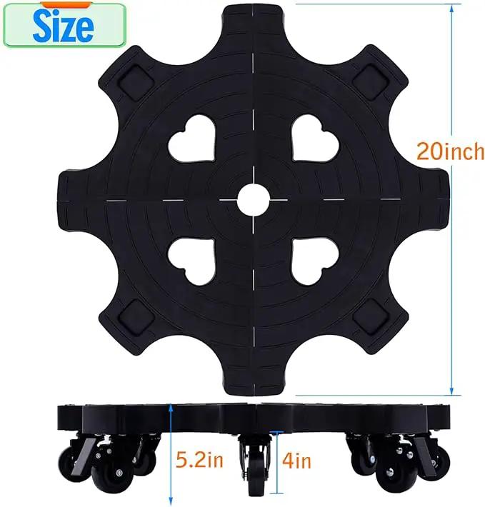 20 Inch Plant Caddy with Wheels 700lbs Heavy Duty Outdoor,Indoor Rolling Plant Stand with 3inch Casters Black Heart Shaped Plant Dolly Large Potted Planter Cart for Big Flowerpots Plants Pots by GreenHaven Gardens